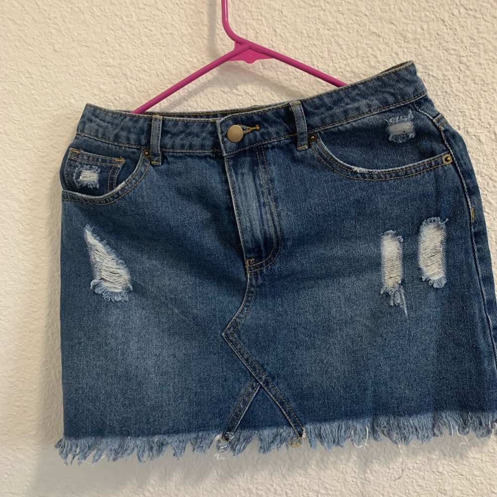 Raw Hem Denim Skirt